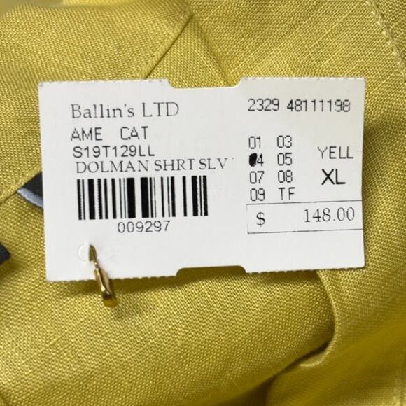 NWT Amelline‎ Dolman Linen Top Yellow XL Lightweight Lagenlook Artistic Layering - Picture 6 of 8